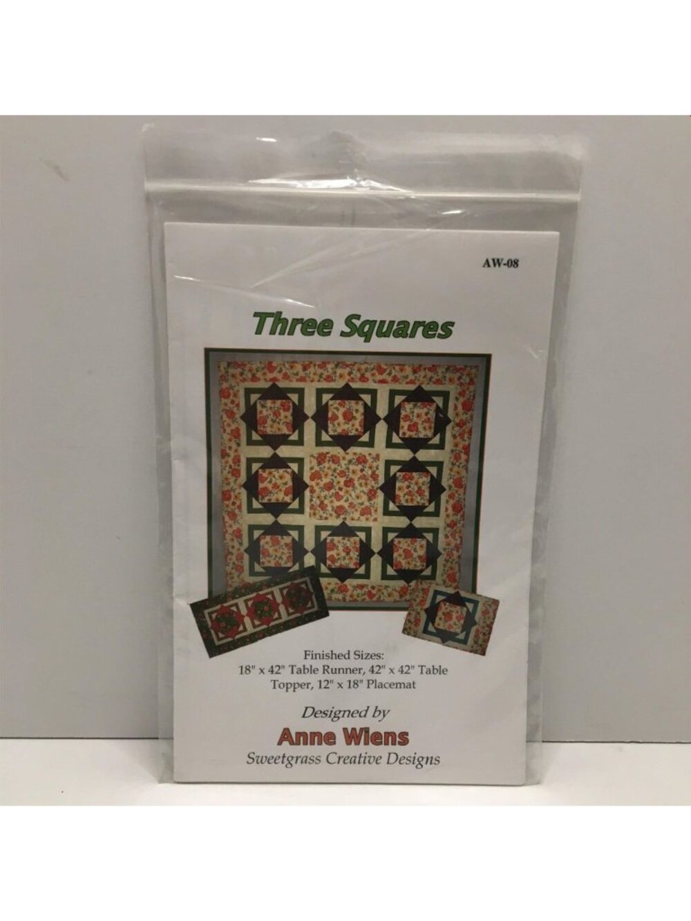 Anne Wiens Three Squares AW08 Sweetgrass Quilt Sewing Pattern Uncut 2008